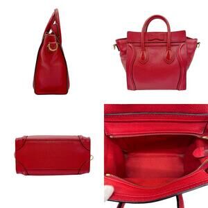 Celine Bag Red Shoulder Shopper Leather Luggage